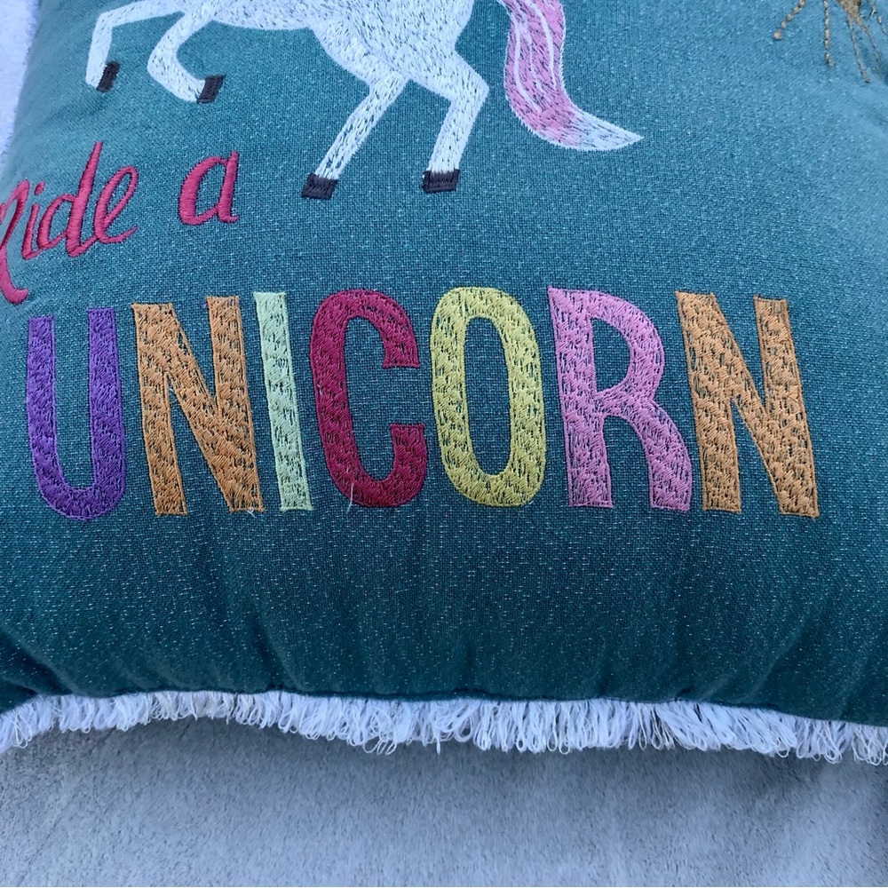 Bella Lux Unicorn Collection Pillow Ride a Unicorn Rainbow - Picture 7 of 8